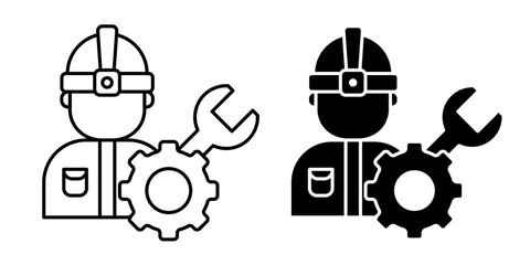 Worker Icon Outline and Glyph Collection