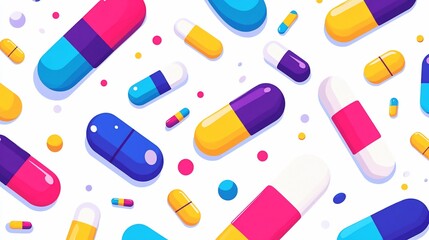 Vibrant Capsule Pattern: A Colorful Medicine Illustration