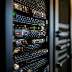 Modern Server Rack Technology Data Center Powerful Network Digital Infrastructure HighTech IT       