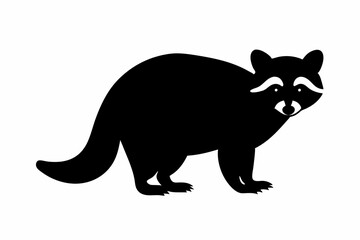 Obraz premium Silhouette of a crouching raccoon