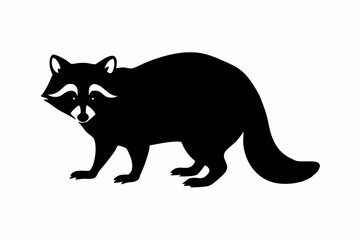 Obraz premium Silhouette of a crouching raccoon