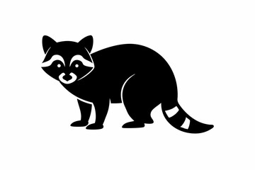 Silhouette of a crouching raccoon
