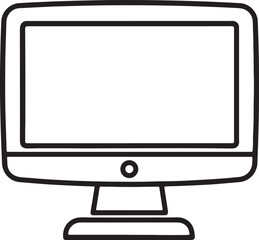 monitor line art, black outline, vector and illustration, coloring book page line art drawing