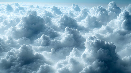 Fototapeta premium Aerial View Of Fluffy White And Blue Cumulus Cloudscape