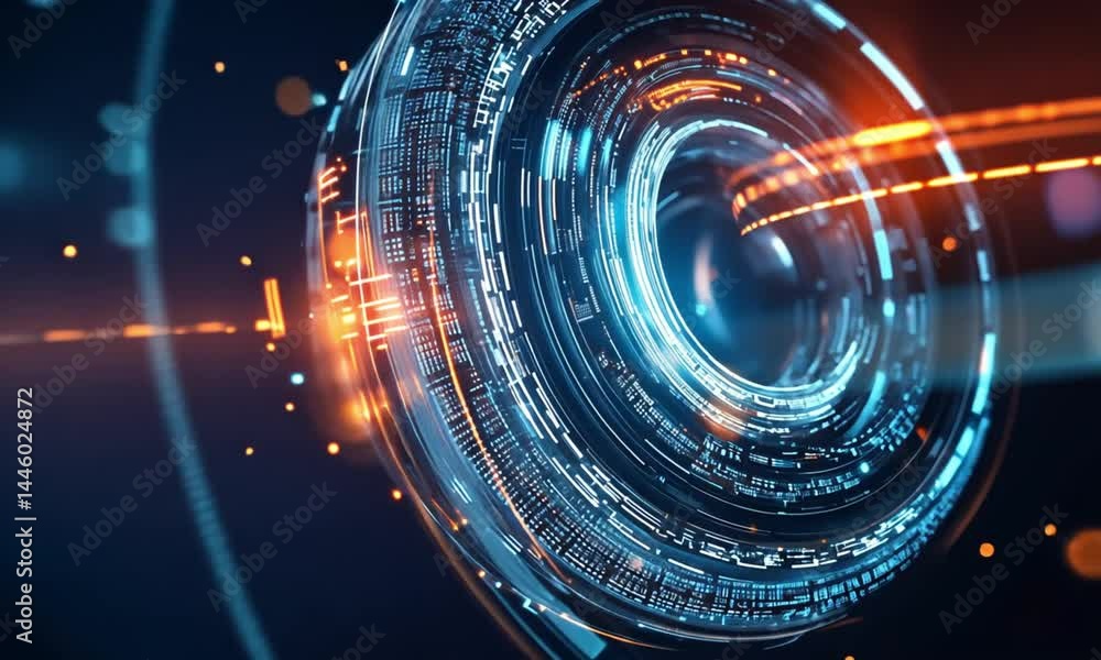 Poster abstract digital vortex: futuristic technology and data streams