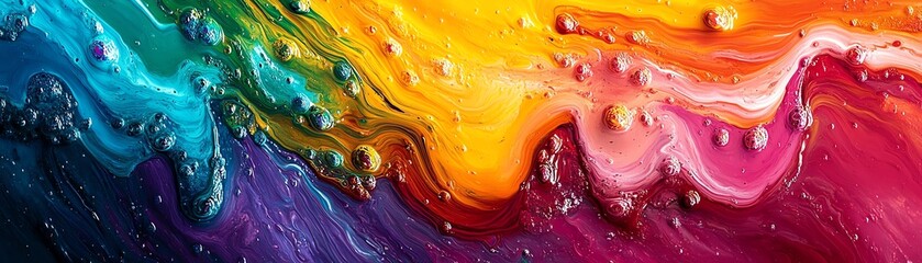 Vibrant acrylic paint pouring on canvas showcasing an explosion of colors and swirling patterns, perfect for art enthusiasts.