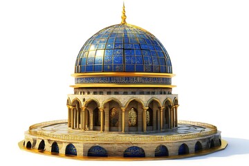 Obraz premium Golden Dome of the Rock, a 3D rendering of the iconic Muslim shrine.