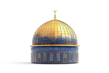 Obraz premium Golden Dome of the Rock, a 3D rendering of the iconic Muslim shrine.