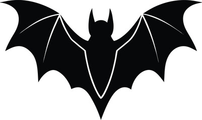 silhouette of a bat with wings spread on white 