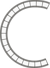C-shaped path of movie film tape.