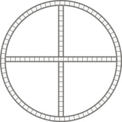 Fototapeta premium Circle made of movie film tape divided into four equal sections.