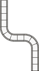 Fototapeta premium A curved line path with a smooth design, containing negative film squares, resembling a classic film strip.