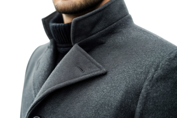 Stylish charcoal men s peacoat detailed texture winter warmth classic menswear