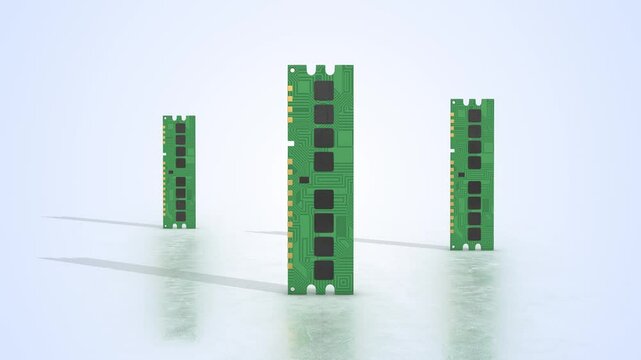 Computer RAM on a Light Reflective Floor. Random Access Memory. 4K