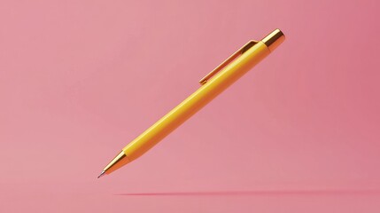 Vibrant Yellow Pen on a Pink Background