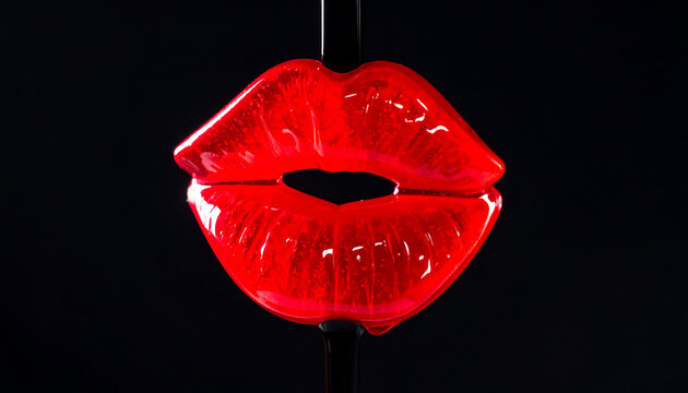 Bold, luscious red lips against black. Suggests beauty, sensuality, and temptation. Great for cosmetics, Valentines Day, or romance related creative projects.