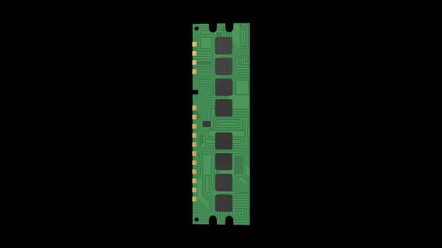 Computer RAM Rotating on a Transparent Background. Seamless Loop. 4K 