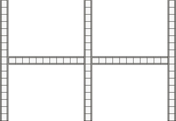 Film strip with three parallel lines connected by a perpendicular line.