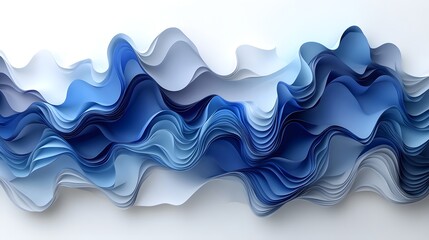 3D geometric waves in indigo, gray, and emerald