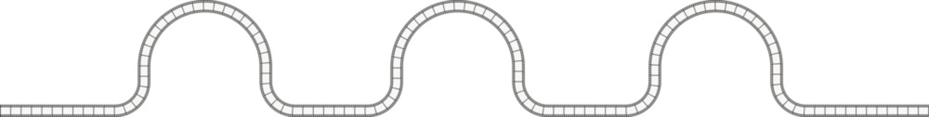 Fototapeta premium Film strip with three upward waves in a straight line.