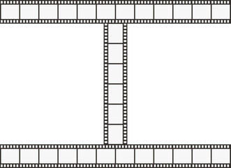 Fototapeta premium Film strip with two parallel lines connected by a perpendicular line.