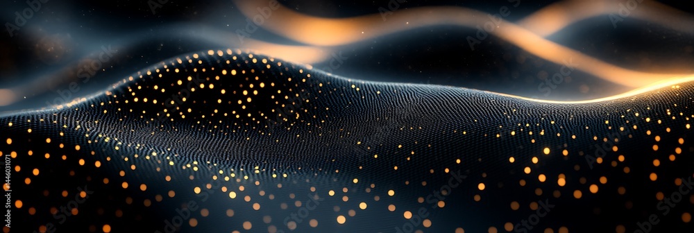 Aufkleber digital terrain of light: a mesmerizing, photorealistic rendering of a digital landscape, with undul