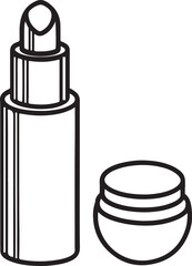 lip balm line art, black outline, vector and illustration, coloring book page line art drawing