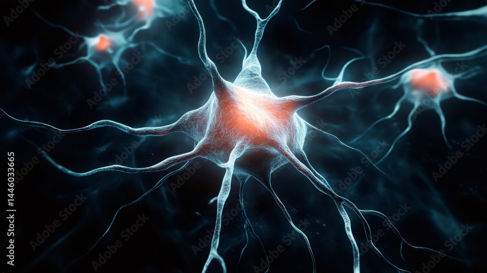 Aufkleber neuron transmitting signals in nervous system, neural network communicating