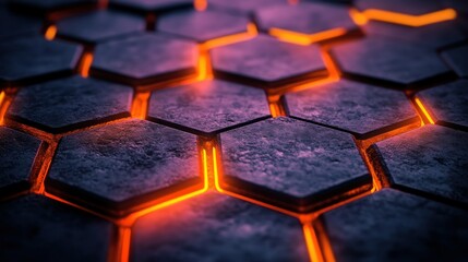 Fototapeta premium Abstract hexagonal pattern with glowing lines