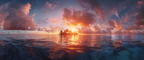 Maldives island sunset Panorama. Maldives island Panorama of sunset  125 --v 6.0 - Image #1 @kashif320