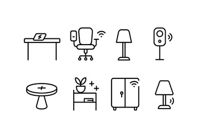 Smart home furniture icons for modern interior design concepts