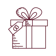 Gift box with heart tag. Vector