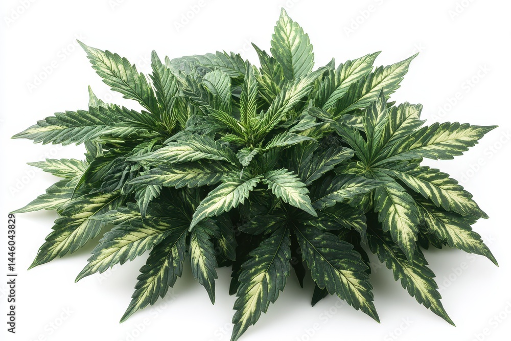 Poster sunlight filtering through green cannabis leaves in a natural setting creates a serene atmosphere in