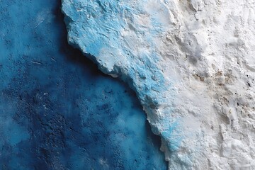 Abstract Texture Blue and White Plaster Surface with Rough Edges and Deep Grooves