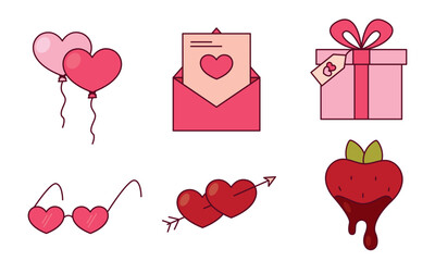 Colorful romantic set. Vector