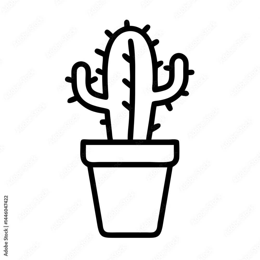 Poster cactus in a pot transparent background for web and graphic design