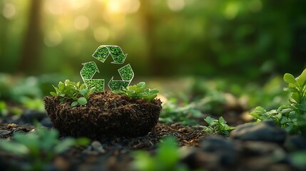 Miniature green island with recycle tree high resolution picture