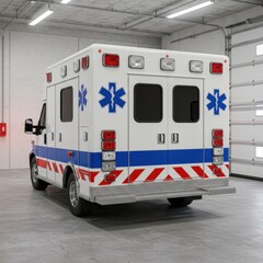 Back view of ambulance isolated on white background