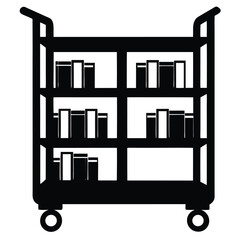 librarian element isolated multi shelf trolley on white background