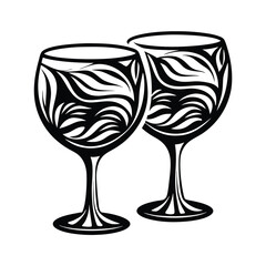 Minimalist Black and White Wine Glasses with Abstract, Elegant Design