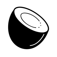 coconut cut open silhouette transparent background for web and graphic design