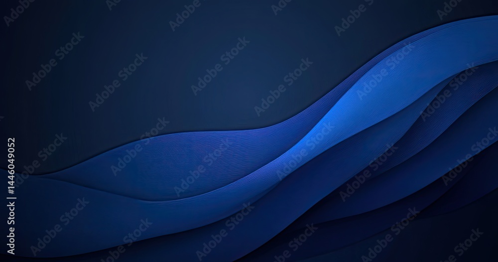 Poster dark blue abstract wavy lines texture design flowing silk pattern stylish background