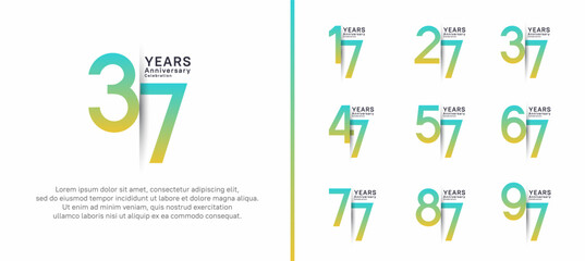 set of anniversary logo style. vector design green color for celebration