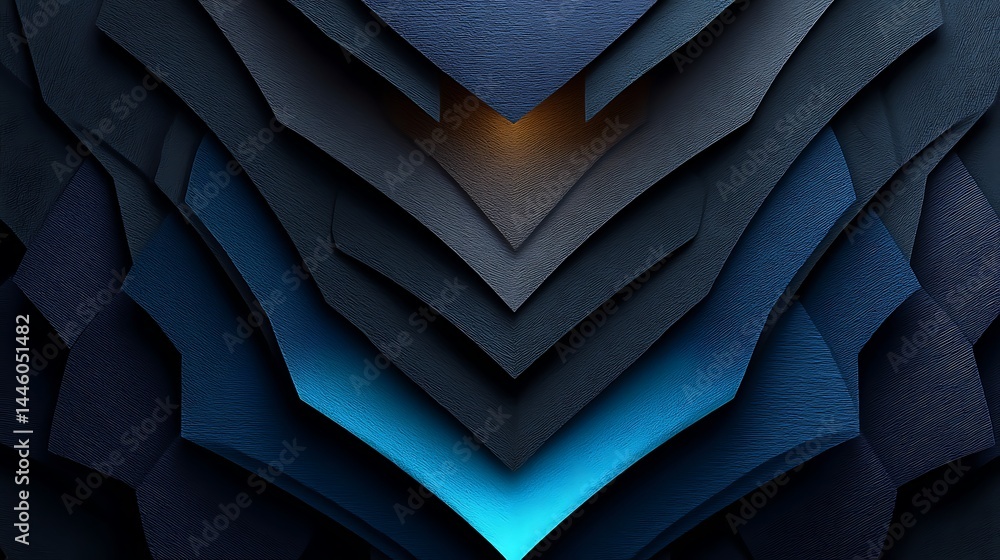 Poster abstract textured layers in blue and gray tones with geometric edge accents design