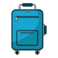 Colored wheeled suitcase. Vector