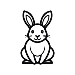 rabbit line art on white background 