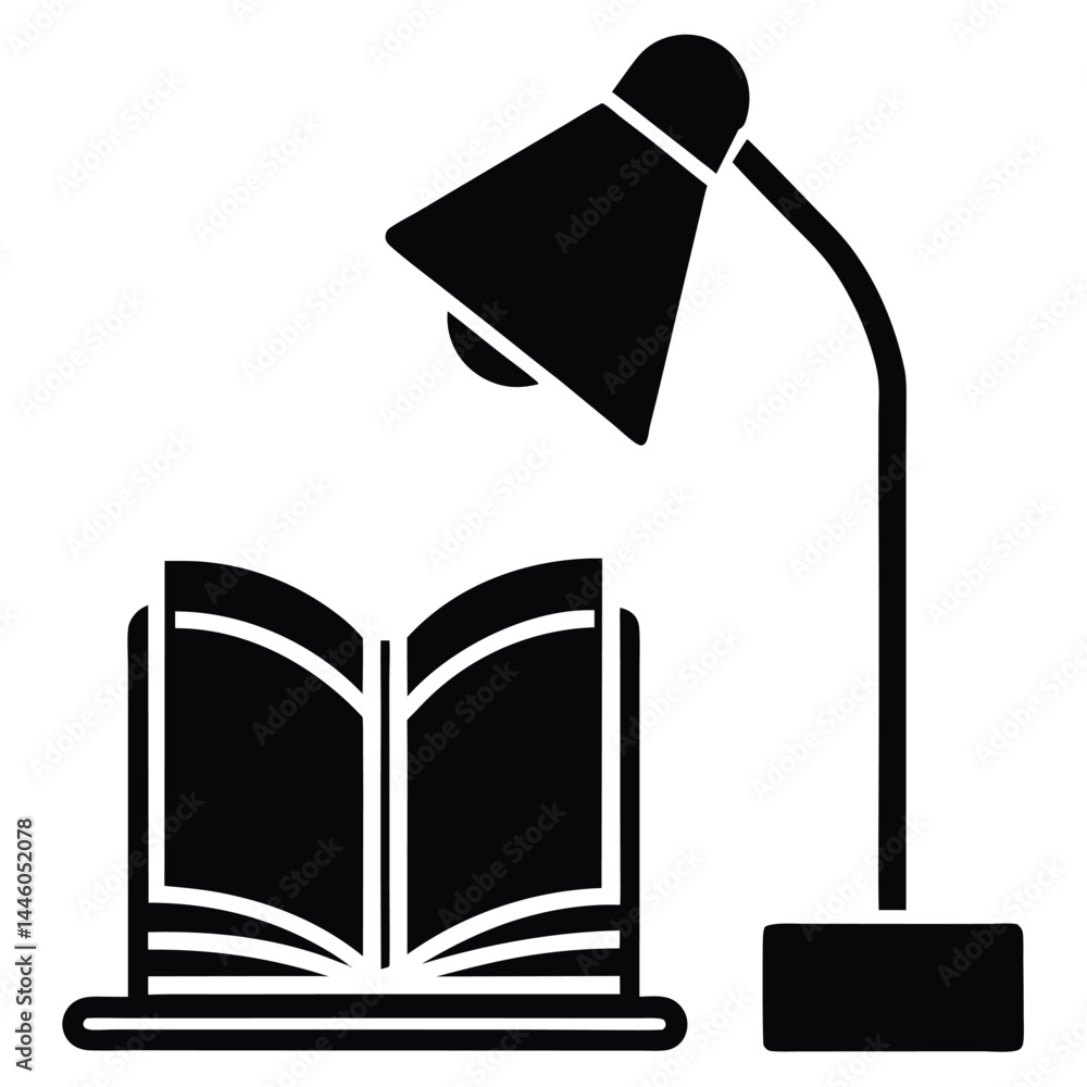 Poster librarian element isolated reading lamp on white background