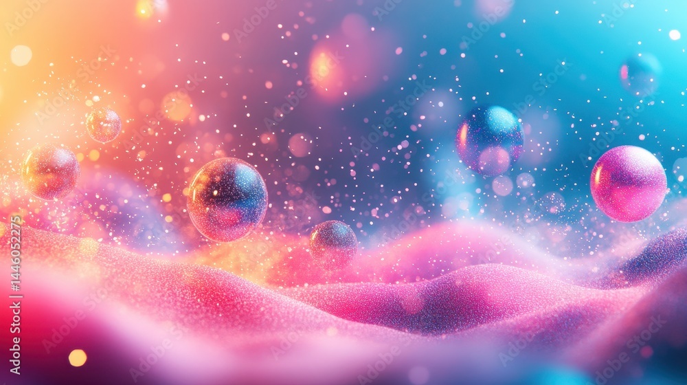 Poster colorful glitter sparkles create a vibrant and dreamy atmosphere with various hues reflecting light 