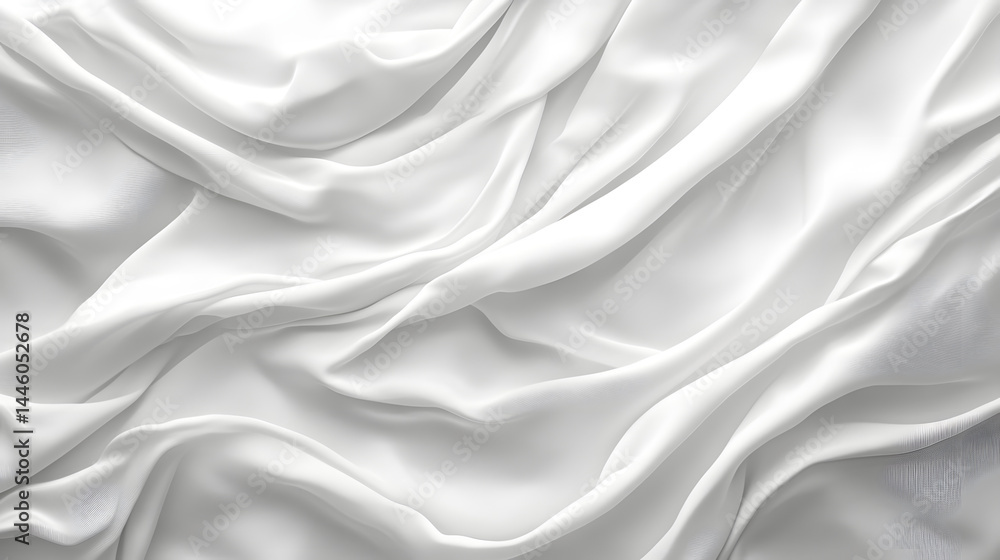 Poster elegant flowing white fabric texture studio setting image minimalist aesthetic close-up textile desi