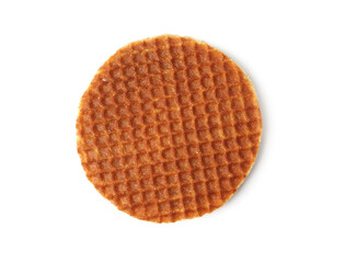 One tasty Dutch waffle isolated on white